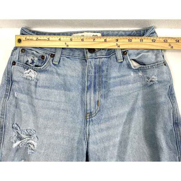 Abercrombie & Fitch Jeans Womens Size 00 Girlfriend Hi Rise Destroyed Light Wash - Picture 5 of 12
